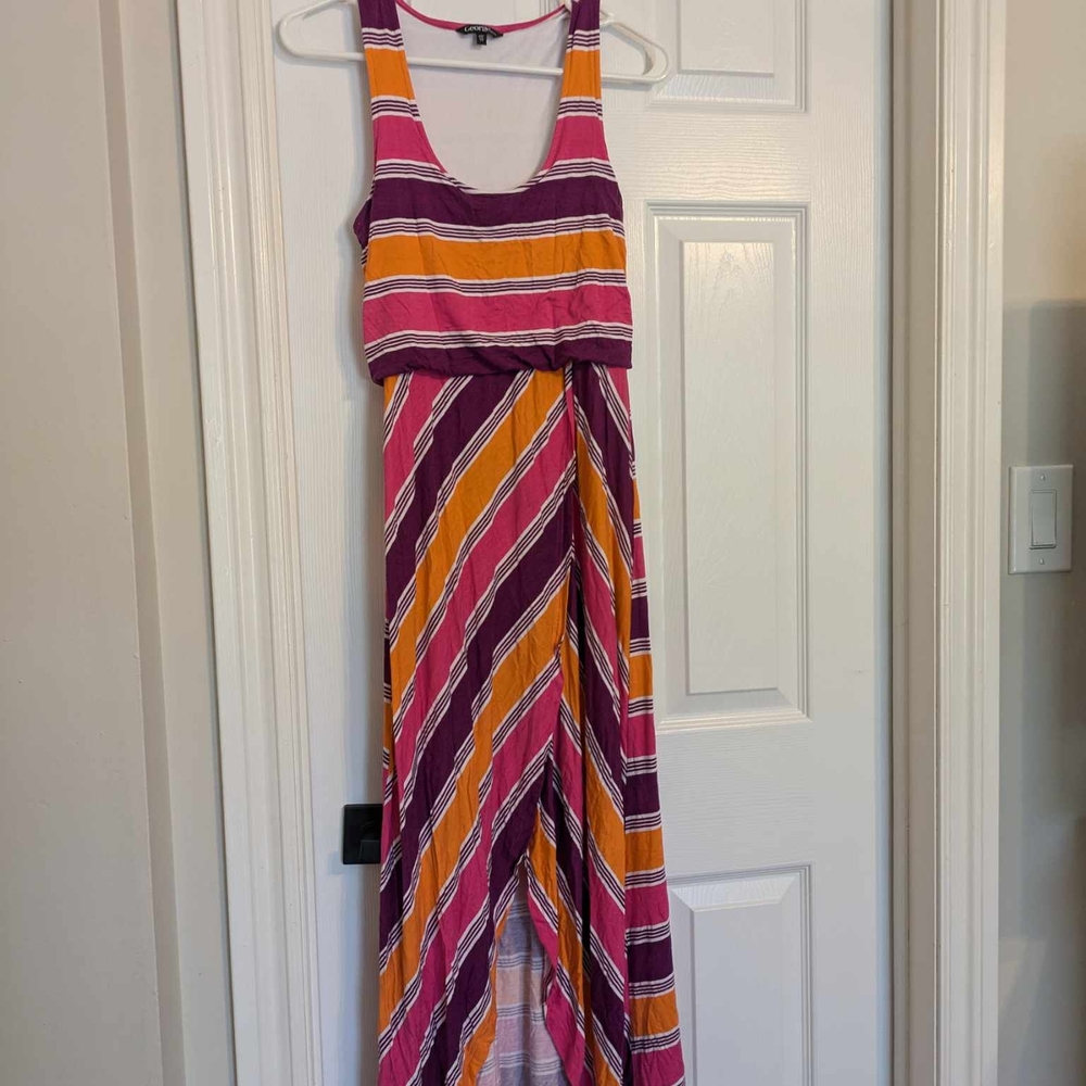 George Pink and Orange High Low Sundress Halter Neck Sleeveless